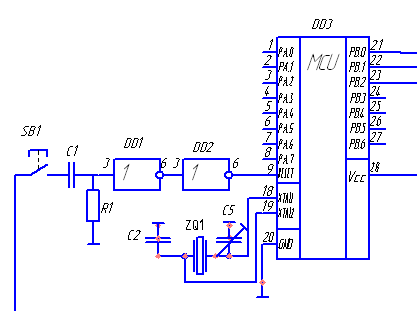 Reset микроконтроллера схема