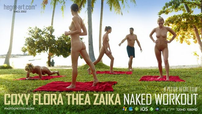 2013-01-08 Coxy, Flora, Thea & Zaika - Naked Workout